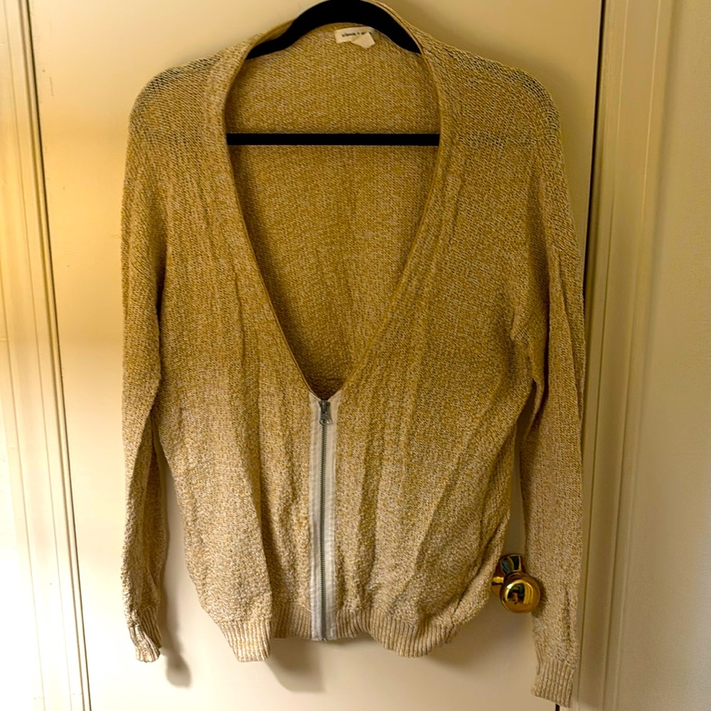 Cream knit sweater with half zip. Size XS.